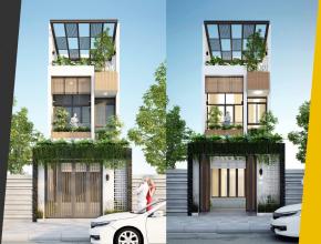 Nhà phố 3 tầng hiện đại, với thiết kế lệch tầng đẹp lung linh